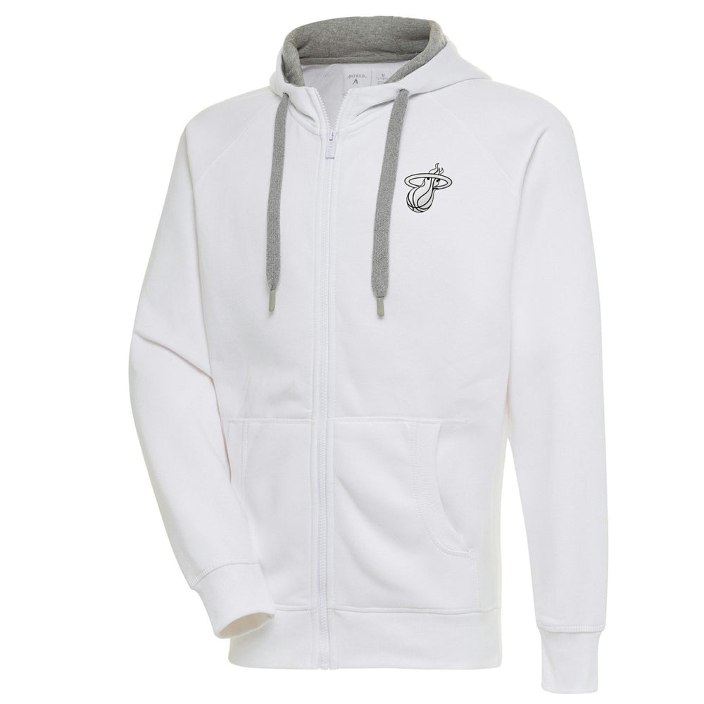 White Miami Heat Antigua Metallic Logo Victory Raglan Full-Zip Hoodie | NBA