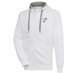 White Miami Heat Antigua Metallic Logo Victory Raglan Full-Zip Hoodie | NBA