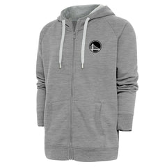 Heather Gray Golden State Warriors Antigua Metallic Logo Victory Raglan Full-Zip Hoodie sale | NBA