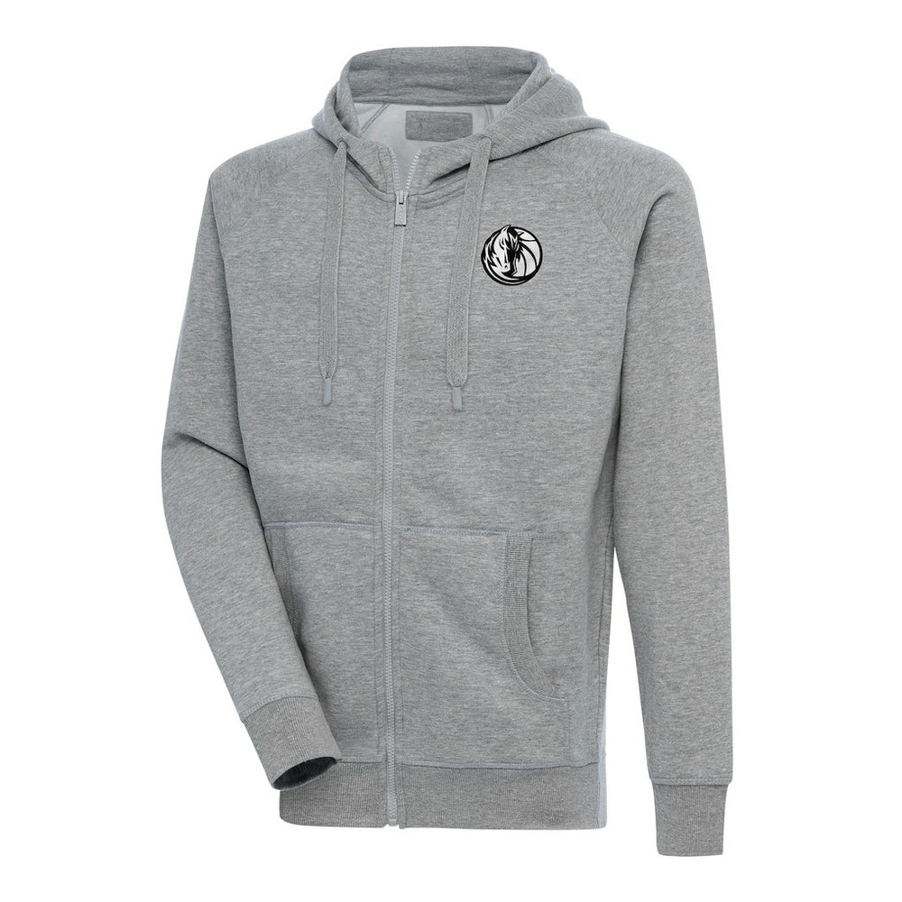Heather Gray Dallas Mavericks Antigua Metallic Logo Victory Raglan Full-Zip Hoodie sale | NBA