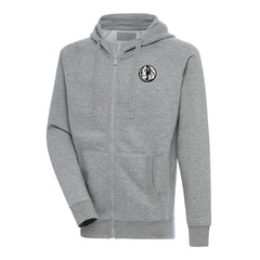 Heather Gray Dallas Mavericks Antigua Metallic Logo Victory Raglan Full-Zip Hoodie sale | NBA