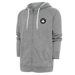 Heather Gray Boston Celtics Antigua Metallic Logo Victory Raglan Full-Zip Hoodie | NBA