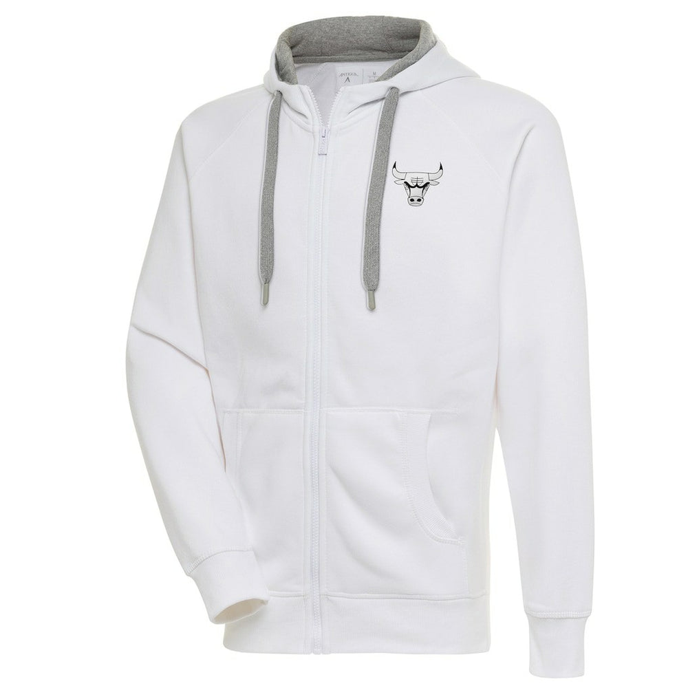 White Chicago Bulls Antigua Metallic Logo Victory Raglan Full-Zip Hoodie | NBA