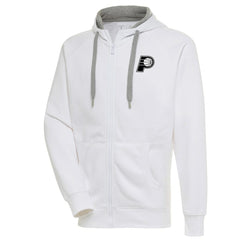 White Indiana Pacers Antigua Metallic Logo Victory Raglan Full-Zip Hoodie | NBA