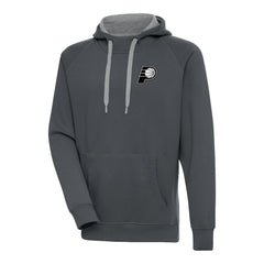 Charcoal Indiana Pacers Antigua Metallic Logo Victory Raglan Pullover Hoodie | NBA