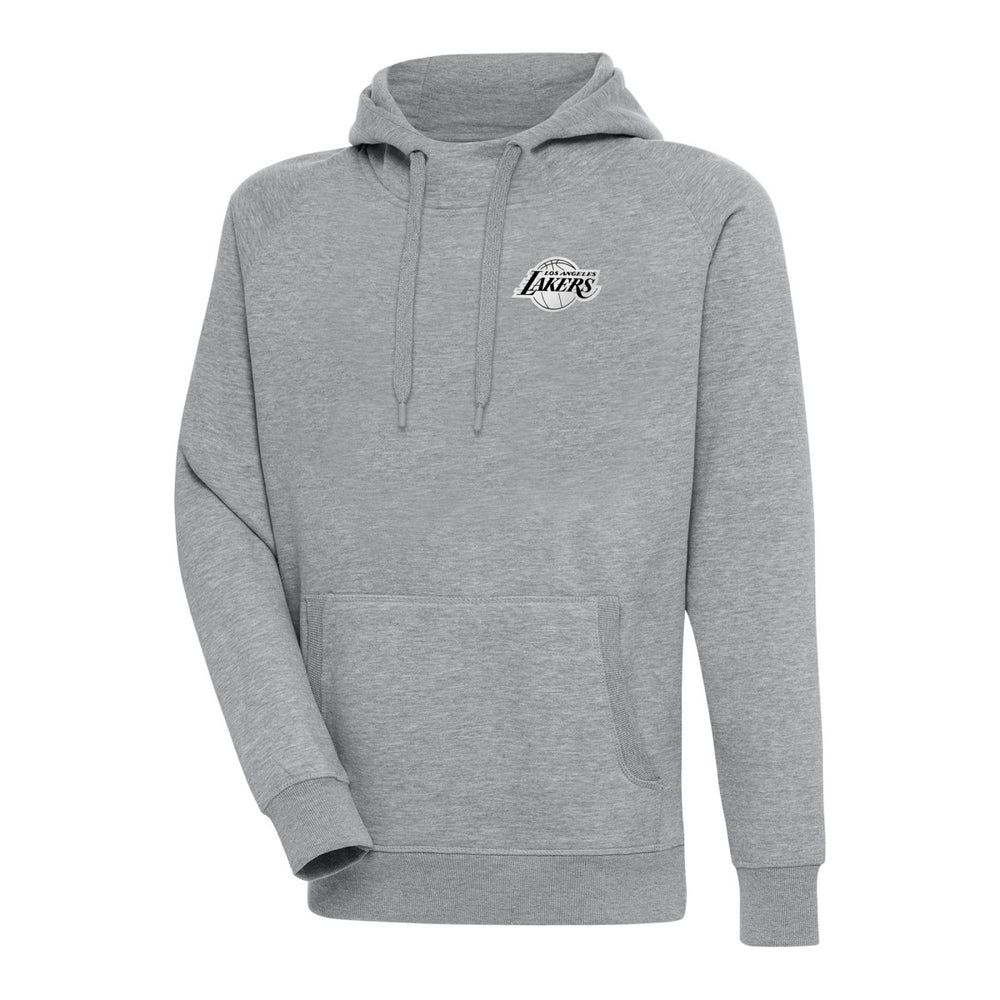 Heather Gray Los Angeles Lakers Antigua Metallic Logo Victory Raglan Pullover Hoodie | NBA