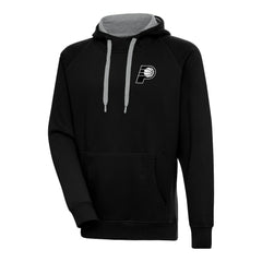 Black Indiana Pacers Antigua Metallic Logo Victory Raglan Pullover Hoodie | NBA