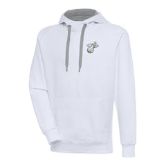 White Miami Heat Antigua Metallic Logo Victory Raglan Pullover Hoodie | NBA