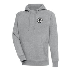 Heather Gray Dallas Mavericks Antigua Metallic Logo Victory Raglan Pullover Hoodie sale | NBA
