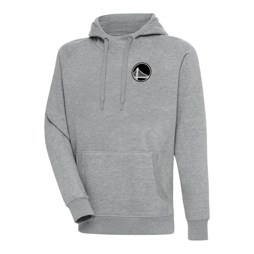 Heather Gray Golden State Warriors Antigua Metallic Logo Victory Raglan Pullover Hoodie sale | NBA