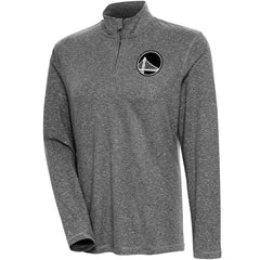Golden State Warriors Antigua Women's Brushed Metallic Comfort Quarter-Zip Pullover Top - Heather Black for sale | NBA