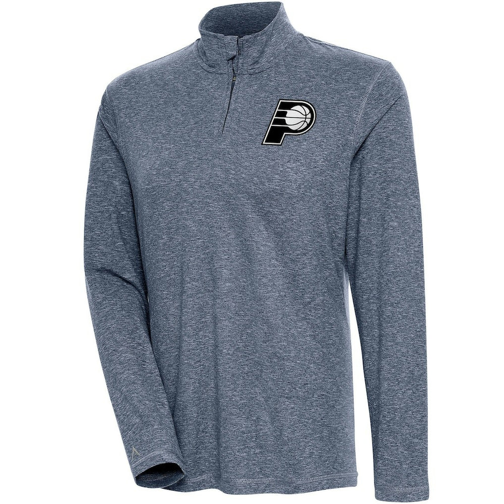 Indiana Pacers Antigua Women's Brushed Metallic Comfort Quarter-Zip Pullover Top - Heather Navy sale | NBA