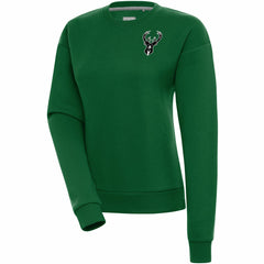 Hunter Green Milwaukee Bucks Antigua Women's Brushed Metallic Victory Pullover Sweatshirt - Hunter Green on sale | NBA
