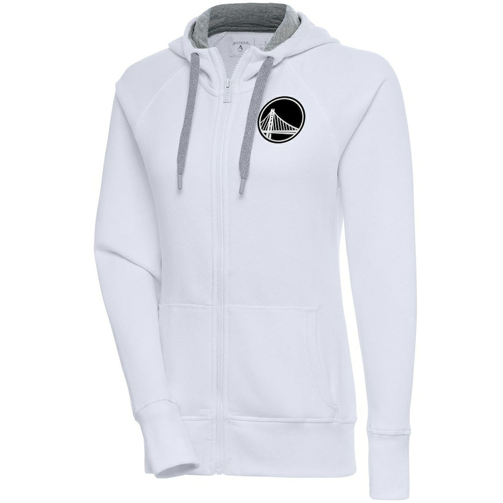 White Golden State Warriors Antigua Women's Brushed Metallic Victory Full-Zip Hoodie - White discount | NBA