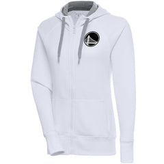 White Golden State Warriors Antigua Women's Brushed Metallic Victory Full-Zip Hoodie - White discount | NBA