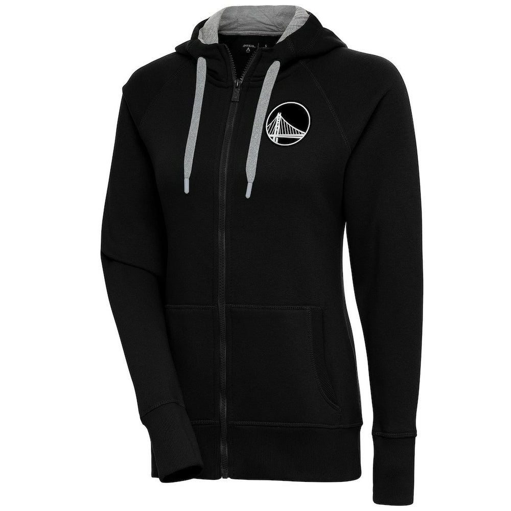 Black Golden State Warriors Antigua Women's Brushed Metallic Victory Full-Zip Hoodie - Black on sale | NBA