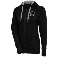 Black Golden State Warriors Antigua Women's Brushed Metallic Victory Full-Zip Hoodie - Black on sale | NBA