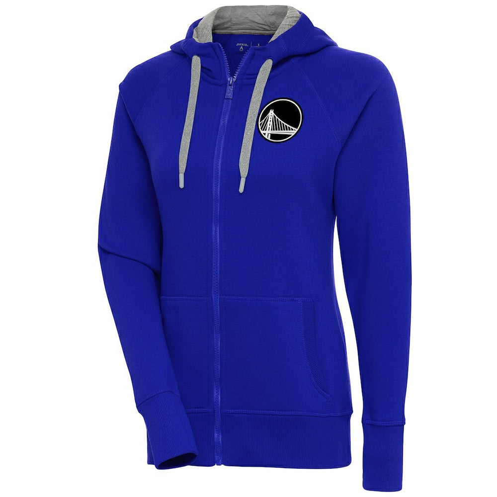 Royal Golden State Warriors Antigua Women's Brushed Metallic Victory Full-Zip Hoodie - Royal sale | NBA