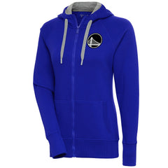 Royal Golden State Warriors Antigua Women's Brushed Metallic Victory Full-Zip Hoodie - Royal sale | NBA
