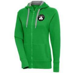 Boston Celtics Antigua Women's Brushed Metallic Victory Full-Zip Hoodie - Kelly Green shop | NBA