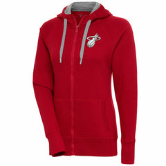 Red Miami Heat Antigua Women's Brushed Metallic Victory Full-Zip Hoodie - Red outlet | NBA