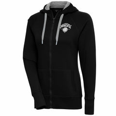 Black New York Knicks Antigua Women's Brushed Metallic Victory Full-Zip Hoodie - Black outlet | NBA