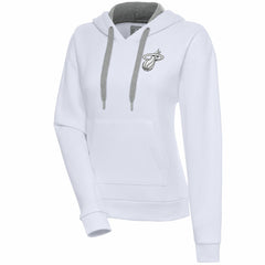 White Miami Heat Antigua Women's Brushed Metallic Victory Pullover Hoodie - White on sale | NBA