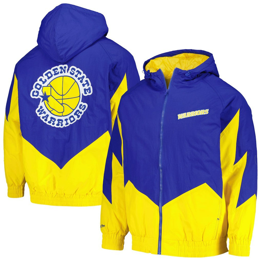 Royal Golden State Warriors Hardwood Classics Retro Quilted Raglan Full-Zip Hoodie sale | NBA
