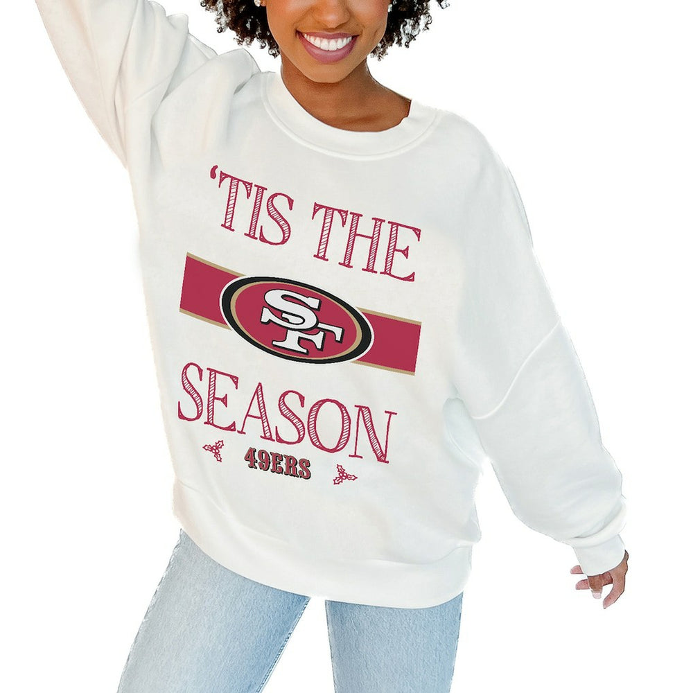 San Francisco 49ers Gameday Couture Women's Oversized Take A Holiday Pullover Sweatshirt | NFL New