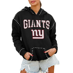 New York Giants Gameday Couture Women's Oversized Catch the Vibe Studded Pullover Hoodie | NFL Online