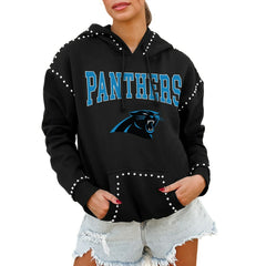 Carolina Panthers Gameday Couture Women's Oversized Catch the Vibe Studded Pullover Hoodie | NFL Sale