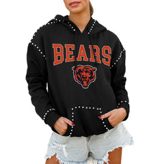 Chicago Bears Gameday Couture Women's Oversized Catch the Vibe Studded Pullover Hoodie | NFL Near me