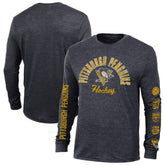 Pittsburgh Penguins Champion Multi-Logo Tri-Blend Long Sleeve T-Shirt - NHL T-shirts