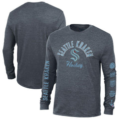 Seattle Kraken Champion Multi-Logo Tri-Blend Long Sleeve T-Shirt - NHL T-shirts
