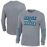 Seattle Kraken Champion Tri-Blend Dual-Stripe Long Sleeve T-Shirt - NHL T-shirts