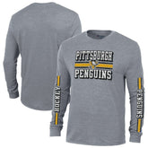 Pittsburgh Penguins Champion Tri-Blend Dual-Stripe Long Sleeve T-Shirt - NHL T-shirts