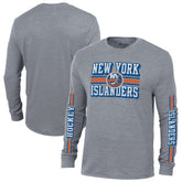New York Islanders Champion Tri-Blend Dual-Stripe Long Sleeve T-Shirt - NHL T-shirts