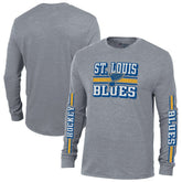 St. Louis Blues Champion Tri-Blend Dual-Stripe Long Sleeve T-Shirt - NHL T-shirts