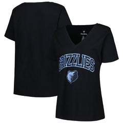 Black Memphis Grizzlies Profile Women's Plus Size Arch Over Logo V-Neck T-Shirt | NBA