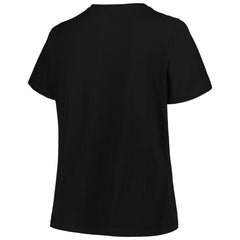 Black Charlotte Hornets Profile Women's Plus Size Arch Over Logo V-Neck T-Shirt | NBA