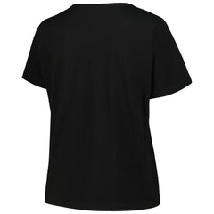 Black Milwaukee Bucks Profile Women's Plus Size Arch Over Logo V-Neck T-Shirt | NBA