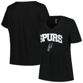 Black San Antonio Spurs Profile Women's Plus Size Arch Over Logo V-Neck T-Shirt | NBA