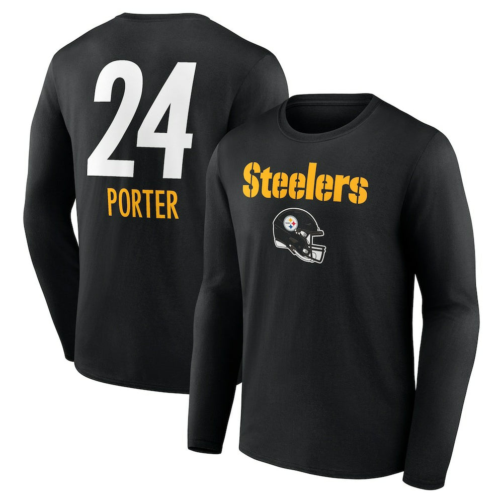 Pittsburgh Steelers Joey Porter Jr. Team Wordmark Player Name & Number Long Sleeve T-Shirt | NFL US