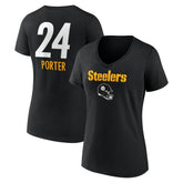 Pittsburgh Steelers Joey Porter Jr. Women's Team Wordmark Player Name & Number V-Neck T-Shirt | NFL US