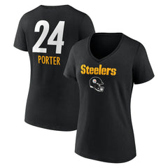 Pittsburgh Steelers Joey Porter Jr. Women's Team Wordmark Player Name & Number V-Neck T-Shirt | NFL US