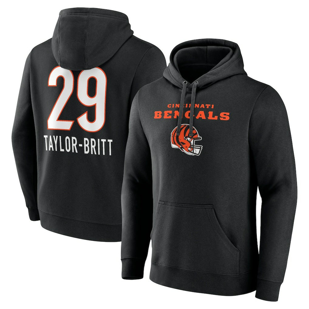 Cincinnati Bengals Cam Taylor-Britt Team Wordmark Player Name & Number Pullover Hoodie | NFL Discount