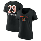 Cincinnati Bengals Cam Taylor-Britt Women's Team Wordmark Player Name & Number V-Neck T-Shirt | NFL Sale