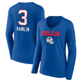 Buffalo Bills Damar Hamlin Women's Team Wordmark Player Name & Number Long Sleeve V-Neck T-Shirt | NFL On sale