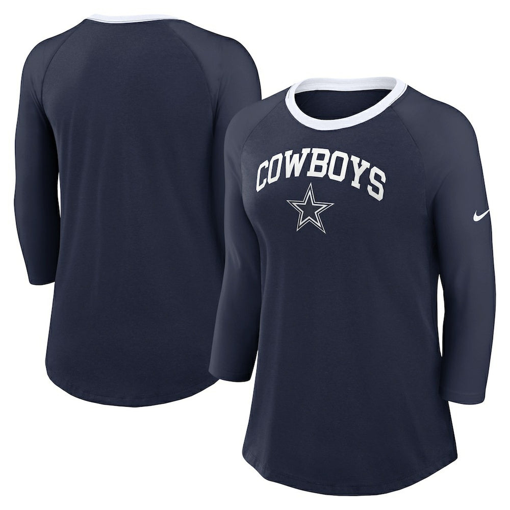 Dallas Cowboys Women's 3/4 Sleeve Raglan Fashion Top | NFL Outlet