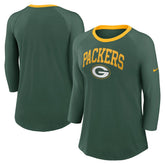 Green Bay Packers Women's 3/4 Sleeve Raglan Fashion Top | NFL Sale